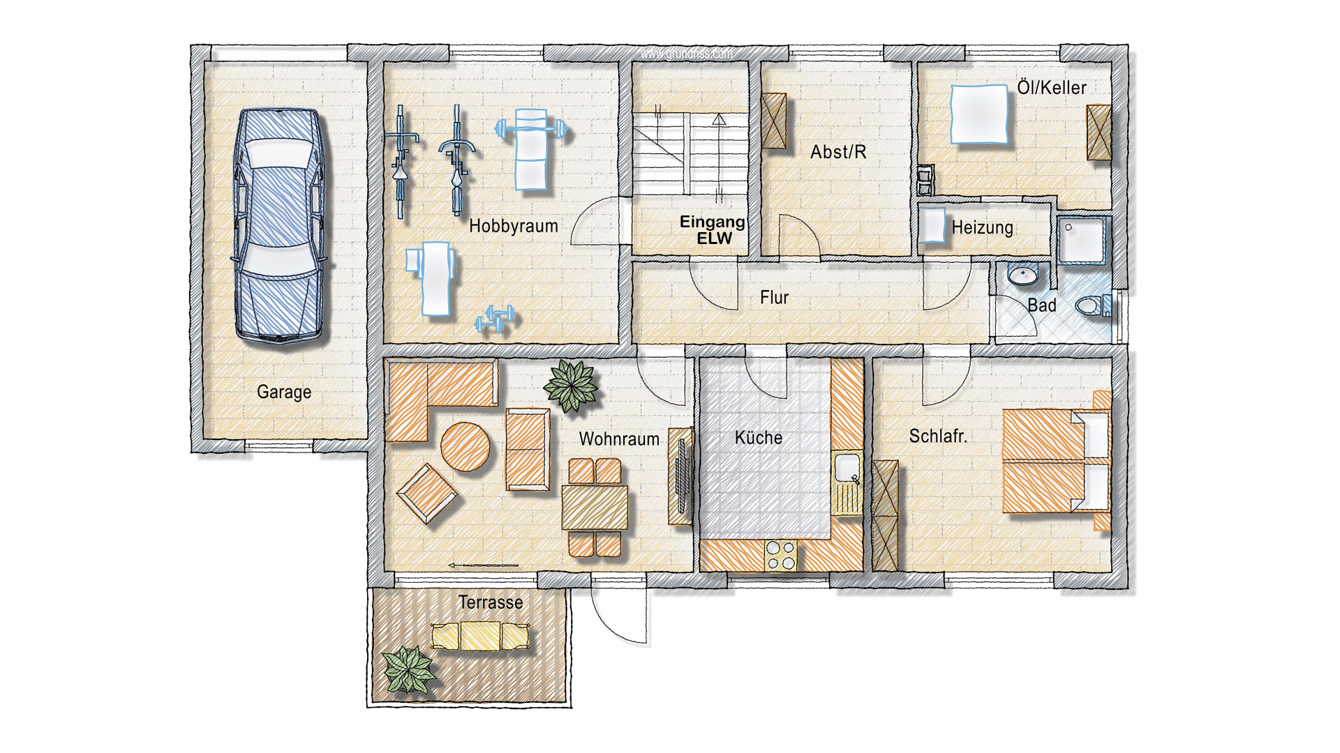 Morsbach-Bitze: EFH mit ELW / preiswert und gut, Grundriss - ELW und Keller